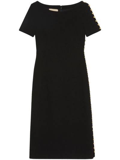 Shop Gucci Button-front Midi Dress In Black