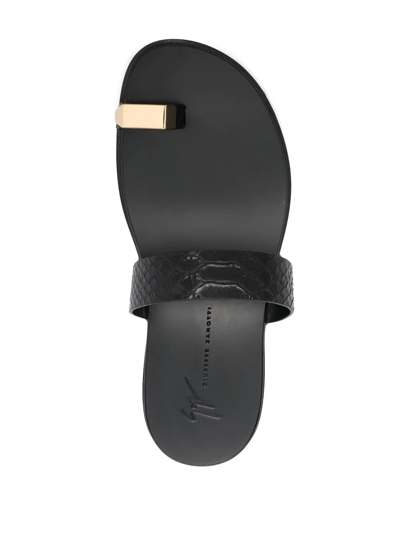 Shop Giuseppe Zanotti 35mm Snakeskin Leather Sandals In Brown