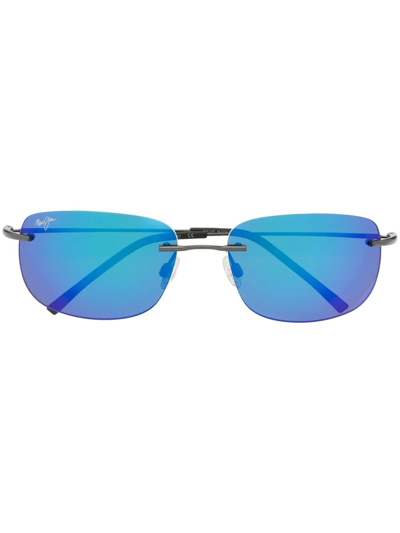 Shop Maui Jim Square-frame Mirrored Sunglasses In Blue Ohai Gunmetal