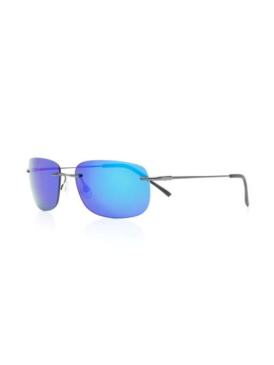 Shop Maui Jim Square-frame Mirrored Sunglasses In Blue Ohai Gunmetal