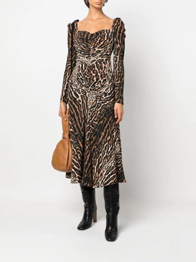 Shop Proenza Schouler Sweetheart Neck Leopard-print Dress In Brown