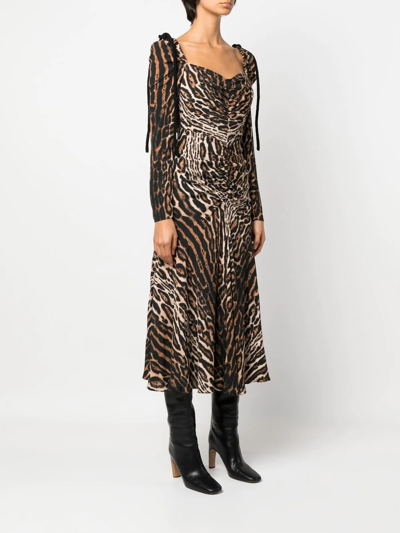 Shop Proenza Schouler Sweetheart Neck Leopard-print Dress In Brown