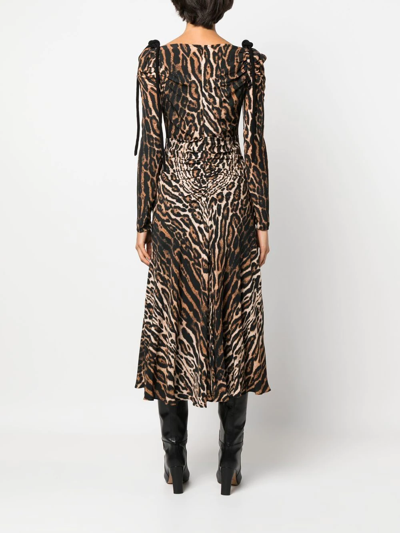 Shop Proenza Schouler Sweetheart Neck Leopard-print Dress In Brown