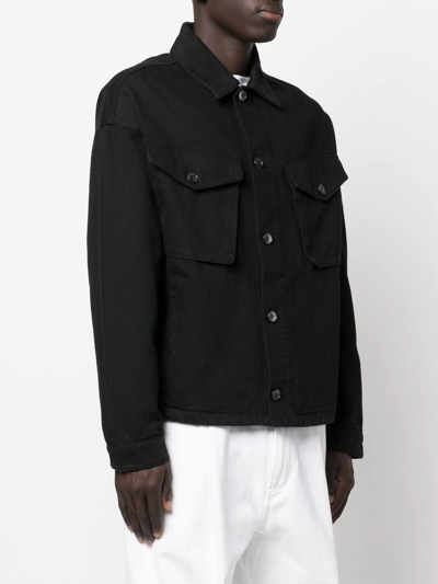 Shop Philippe Model Paris Button-up Denim Jacket In Black
