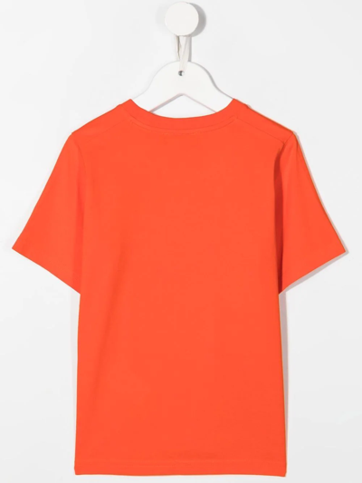 Dsquared2 Kids Orange T-shirt With Spray Effect Logo In Orange