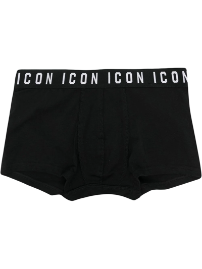 Shop Dsquared2 Teen Two-pack Icon Boxer Briefs In Black