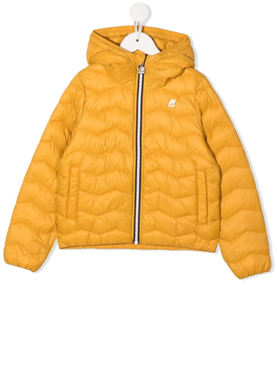 Shop K-way Padded Zip-up Jacket In Yellow