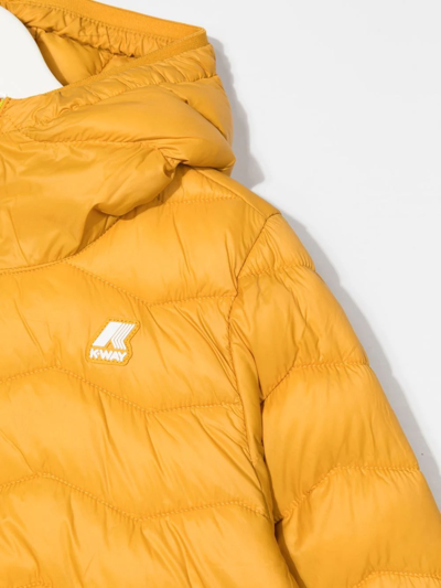 Shop K-way Padded Zip-up Jacket In Yellow