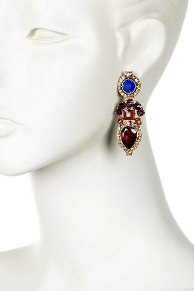 Shop Olivia Welles Janine Stone Earrings In Oxidized Brass / Topaz