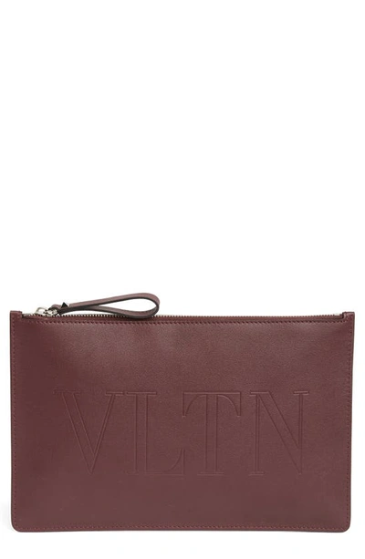Shop Valentino Leather Pouch In Nero/ Rubin