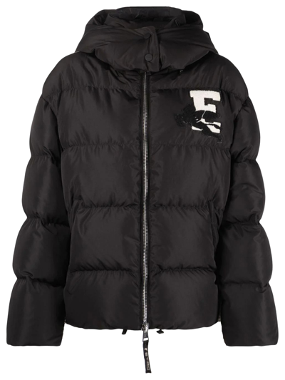 Shop Etro Bicolor Nylon Down Jacket In Black