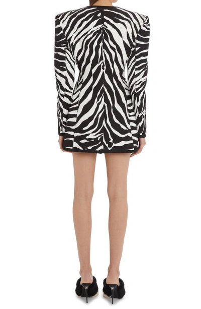 Shop Dolce & Gabbana Zebra Jacquard Collarless Jacket In Hwagn Zebra Nera Fdo.bianc
