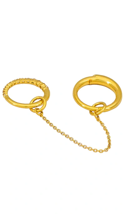Shop Senia After Party Chain Rings In Metallic Gold