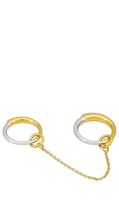 Shop Senia Chain Ring In Metallic Gold