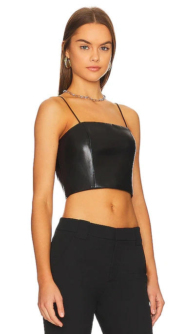 Shop Alice And Olivia Pearle Faux Leather Bustier In Black