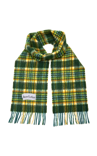 Shop Acne Studios Women's Veny Checked Wool-blend Scarf In Green
