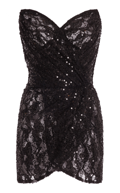 Shop Dolce & Gabbana Women's Sequined Lace Mini Dress In Black