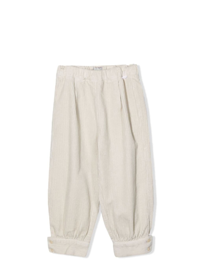 Shop Il Gufo Trousers With Buttons In Pearl