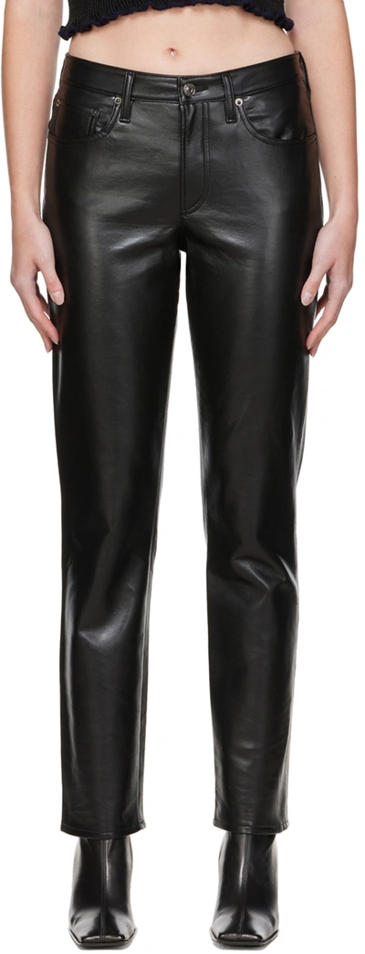 Shop Agolde Black 90s Recycled Leather Pants In Detox