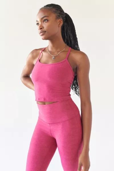 Shop Beyond Yoga Space-dye Slim Racerback Tank Top In Pink