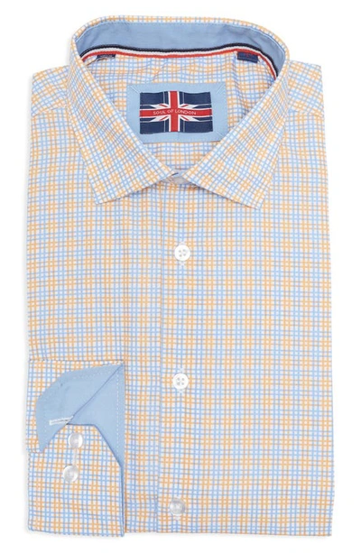 Shop Soul Of London Grid Long Sleeve Dress Shirt In Mango