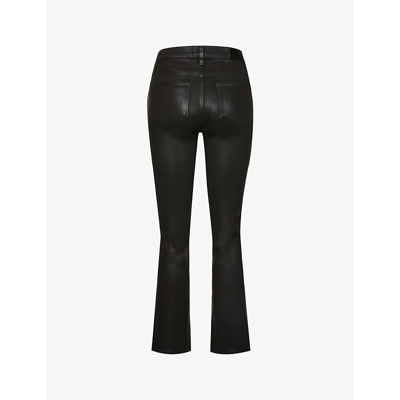 Shop Paige Cindy Straight-leg High-rise Rayon-blend Jeans In Black Fog Luxe Coating