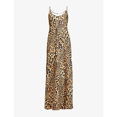 Shop Paco Rabanne Leopard-print Chain-strap Woven Midi Dress In Leopard Commercial