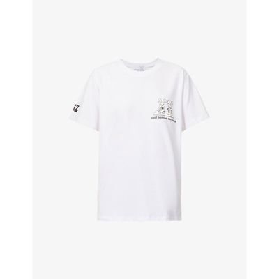 Shop Natasha Zinko Cool Bunnies Don't Sleep Relaxed-fit Cotton T-shirt In White