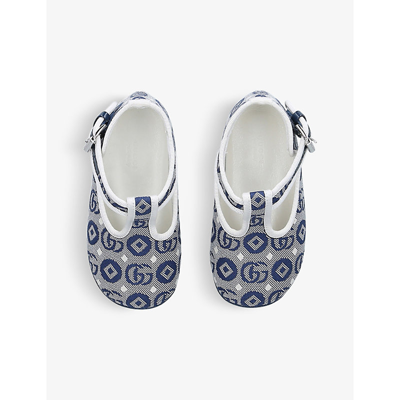 Shop Gucci Teo Woven Shoes 0-6 Months In Blue