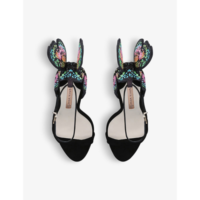 Shop Sophia Webster Women's Black/comb Chiara Wing-embellished Fabric Heeled Sandals