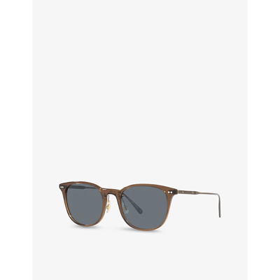 Shop Oliver Peoples Women's Brown Ov5482s Gerardo Square-frame Acetate And Metal Sunglasses