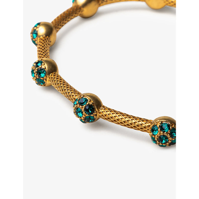 La Maison Couture Sonia Petroff Reef 24ct Yellow-gold Plated Brass And Swarovski Crystal Bracelet In Emerald