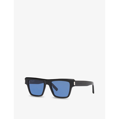Saint Laurent Sl469 Rectangle-frame Acetate Sunglasses In Black