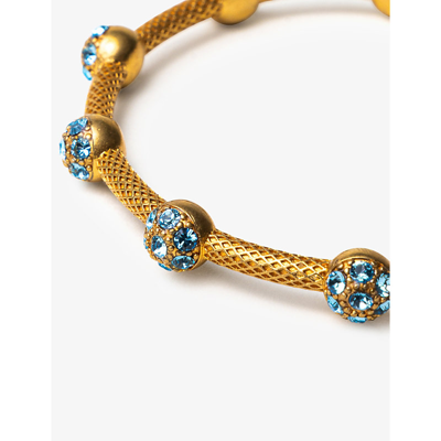 La Maison Couture Sonia Petroff Reef 24ct Yellow Gold-plated Brass And Swarovski Crystal Bracelet In Blue