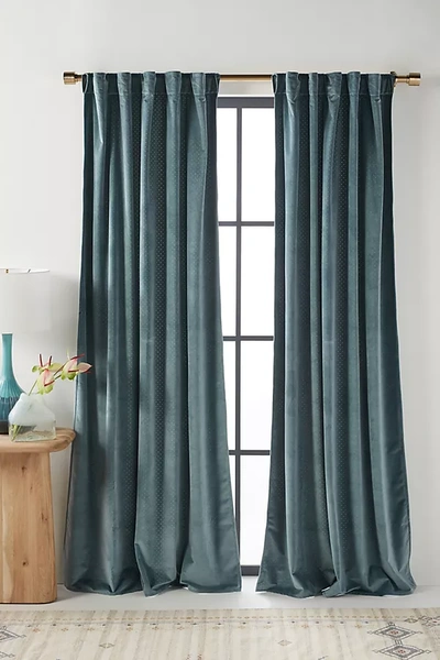 Shop Anthropologie Velvet Louise Curtain By  In Blue Size 50x84