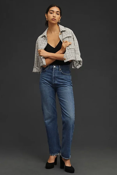 Shop Agolde '90s Pinch-waist High-rise Straight Jeans In Blue