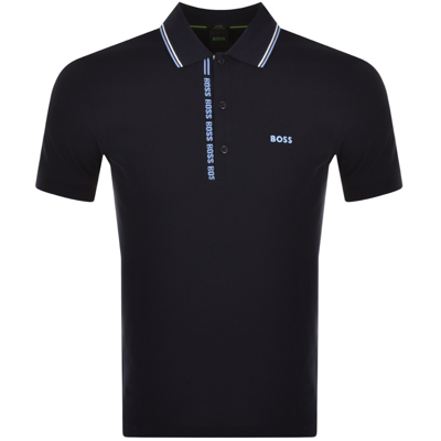 Shop Boss Athleisure Boss Paule 4 Jersey Polo T Shirt Navy