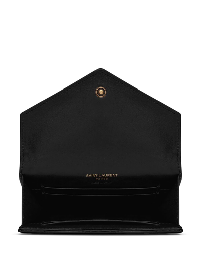 Shop Saint Laurent Chevron-quilt Laminated Wallet In Black