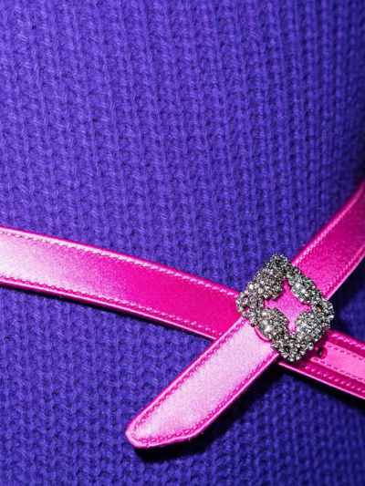 Shop Manolo Blahnik Hangisi Crystal-embellished Belt In Pink