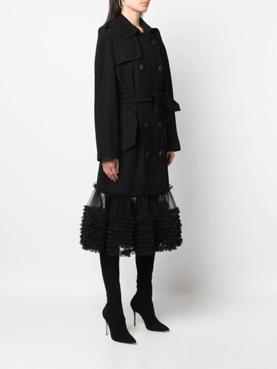 Viktor & Rolf Fancy Ruffle-hem Trench Coat In Black