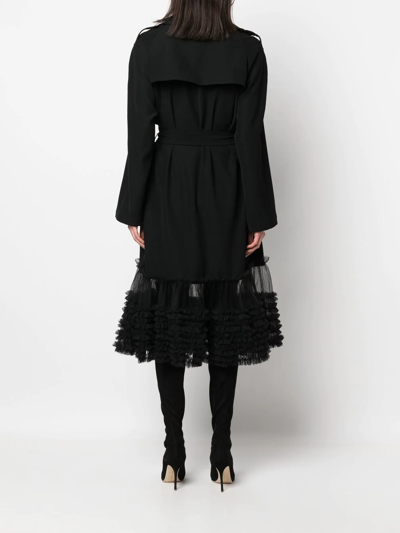 Viktor & Rolf Fancy Ruffle-hem Trench Coat In Black