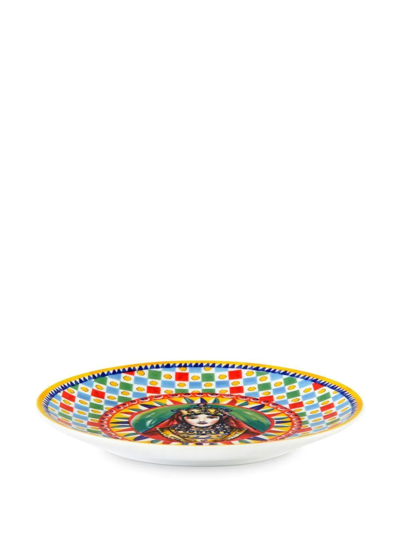 Dolce & Gabbana Porcelain Dessert Plates (set Of Two) In Multicolour