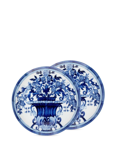 Shop Dolce & Gabbana Porcelain Bread Plates (set Of Two) In White