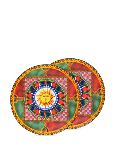 Shop Dolce & Gabbana Porcelain Bread Plates (set Of Two) In Multicolour