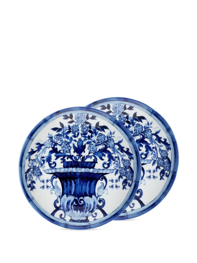 Shop Dolce & Gabbana Porcelain Dessert Plates (set Of Two) In White