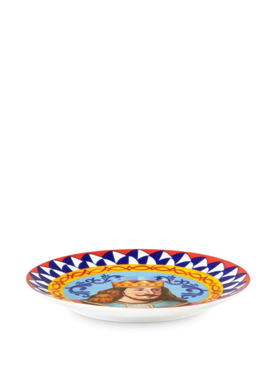 Shop Dolce & Gabbana Porcelain Bread Plates (set Of Two) In Multicolour