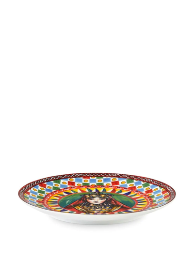 Shop Dolce & Gabbana Porcelain Bread Plates (set Of Two) In Multicolour