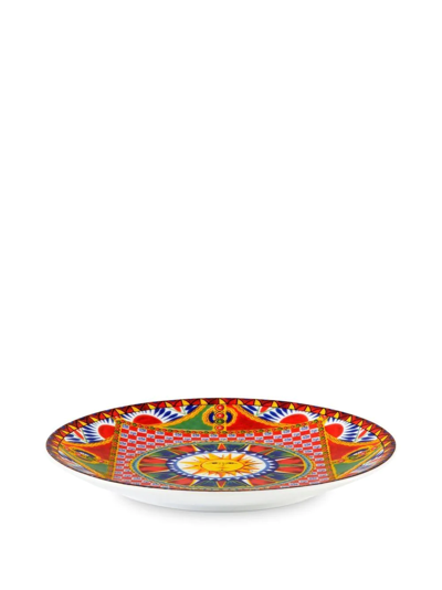 Shop Dolce & Gabbana Porcelain Dessert Plates (set Of Two) In Red