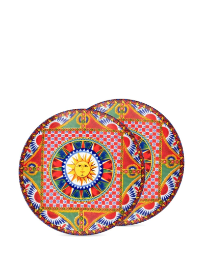 Dolce & Gabbana Porcelain Dessert Plates (set Of Two) In Red