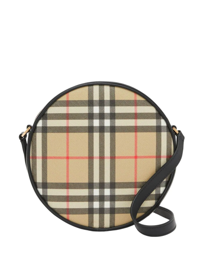 Shop Burberry Louise Vintage Check Round Bag In Neutrals